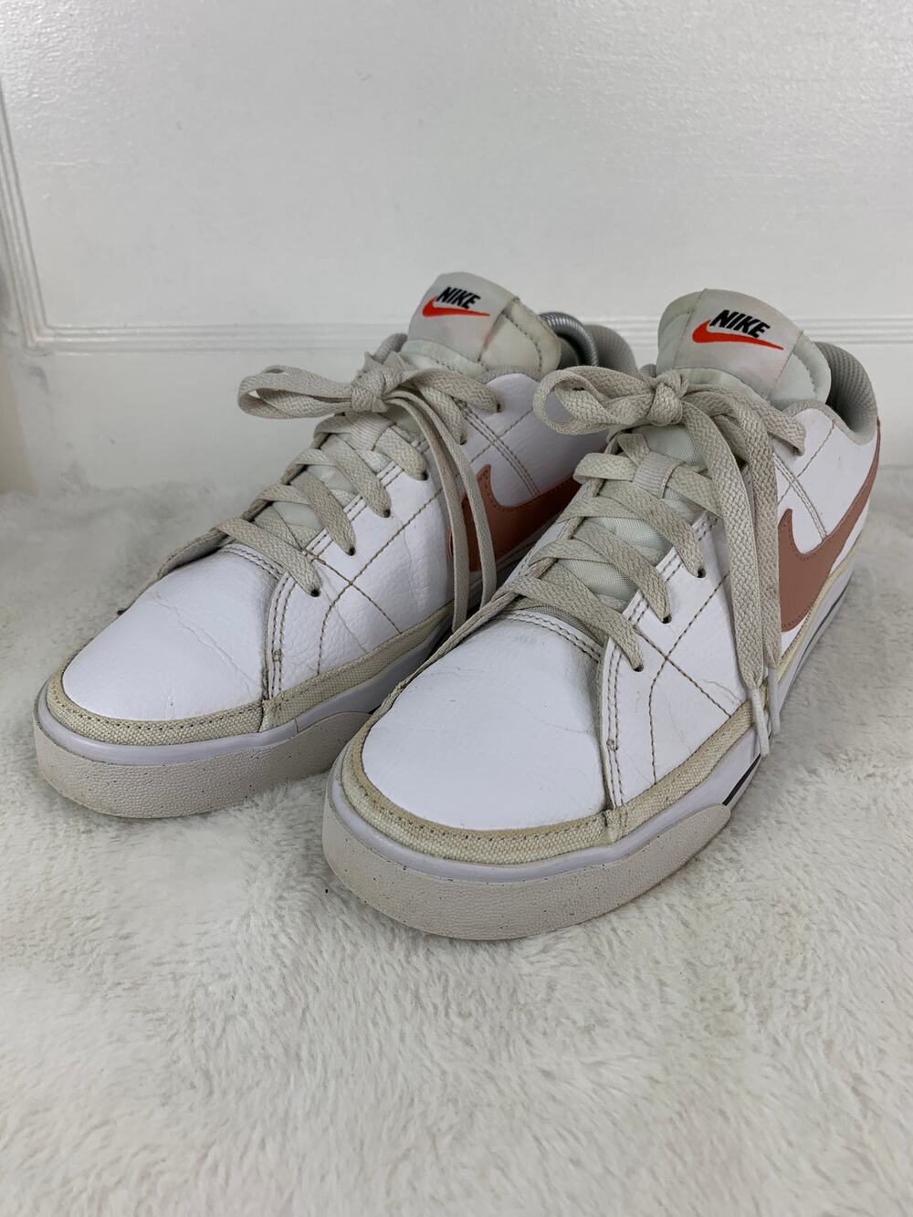 Nike Court Legacy Women’s Pink White Leather Sneakers Size 10